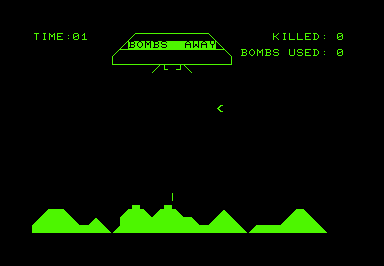 Bombs Away game screenshot for Commodore PET